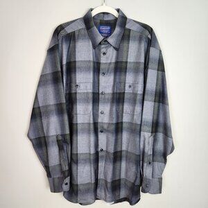 VTG Pendleton 100% Virgin Wool Mens Size XL Dark Gray Flannel Western Lumberjack